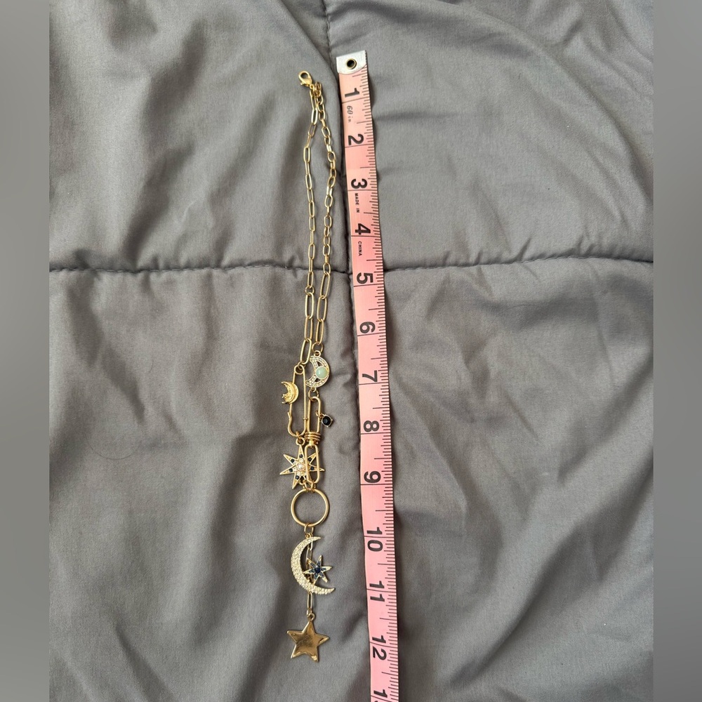 Celestial Charm Statement Necklace Gold Tone Moon… - image 8